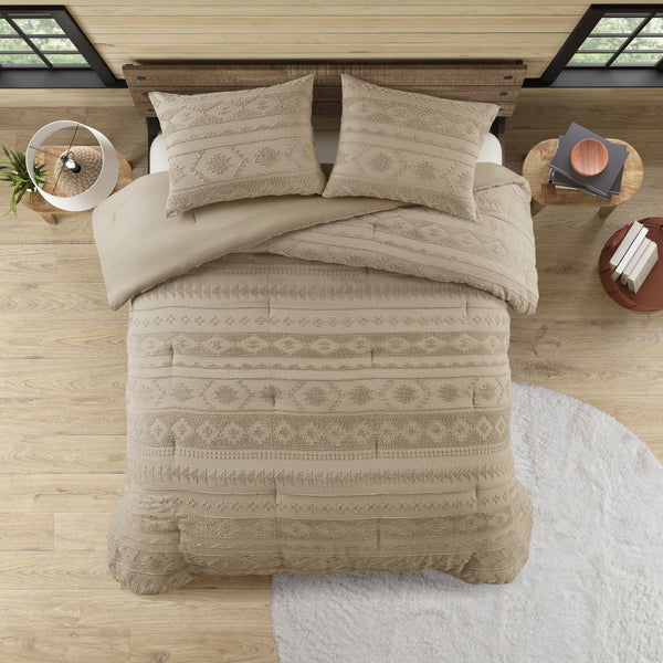 English Elm 2 Piece Chenille Tufted Jacquard Comforter Set Heavyweight Southwestern Boho Bedding B035P319508