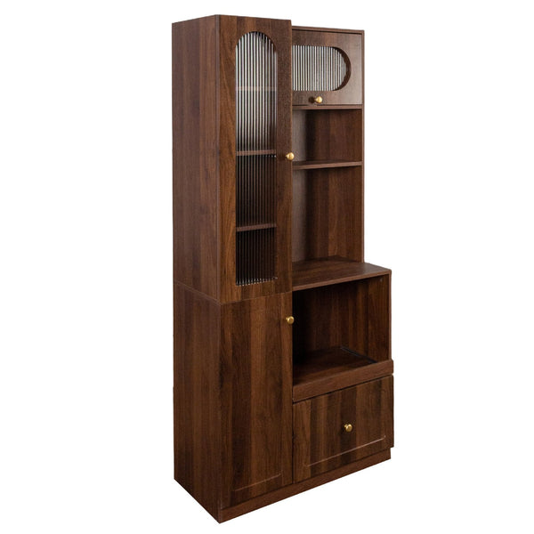 English Elm Kitchen Farmhouse Pantry Cabinet Tall Freestanding Three Door Pull Out Organizer W331S00212