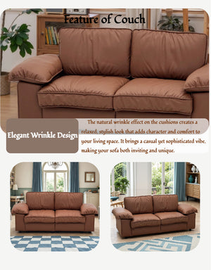 English Elm Fx-P20M-2S-Pubr Brown Faux Leather 2-Seater Loveseat With Hidden Storage - Perfect For Small Spaces! W576S00227