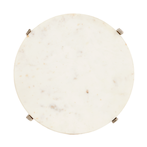 Micha Marble Accent Table - Exquisite Antique Nickel Finish with Unique Textured Design & Character