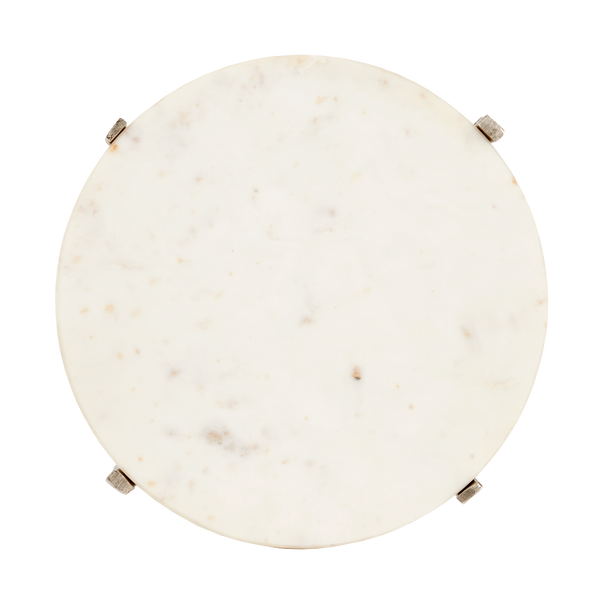 Micha Marble Accent Table - Exquisite Antique Nickel Finish with Unique Textured Design & Character