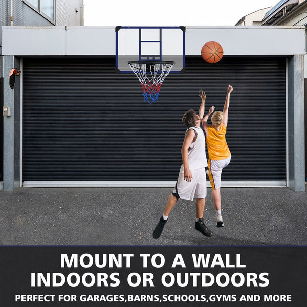 English Elm Wall-mounted Basketball Hoop Shatterproof Backboard Folding Rim All-weather Net W1408P272360