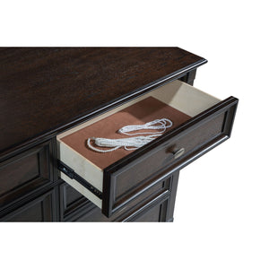 English Elm Berwick Eight Drawer Oak Veneer Dresser with Gunmetal Hardware for Classic Bedrooms B062P440098