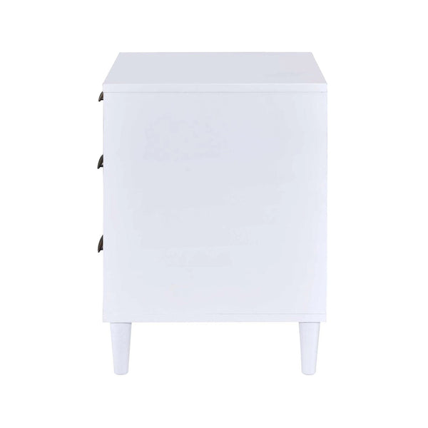 English Elm Two-tone 3-Drawer Nightstand with Round Tapered Legs, Spacious Storage & Weathered Oak Fronts for Bedrooms Brown Oak,White B016P256489