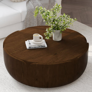 English Elm 35.43" Square Mgo Cement Coffee Table Weatherproof Indoor Outdoor Low Profile Modern Brown W757P387416