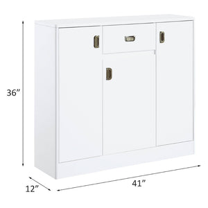 English Elm White High Gloss 3-Door Storage Server With Drawer – Modern Organization For Bedroom Or Living Area B062P209325-GIGA