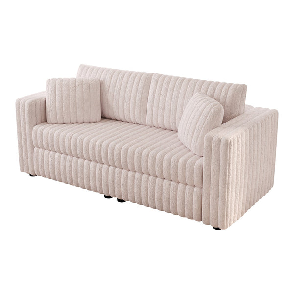 English Elm 75.6" Soft Modular 2-person Sofa with Removable Zippered Cushions for Easy Deep Cleaning and Comfort Light Pink W1767S00016