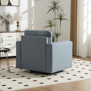 English Elm 33.6''w Swivel Club Chair Tech Cloth Upholstery Hidden Storage Square Accent Seat Blue W3098S00049