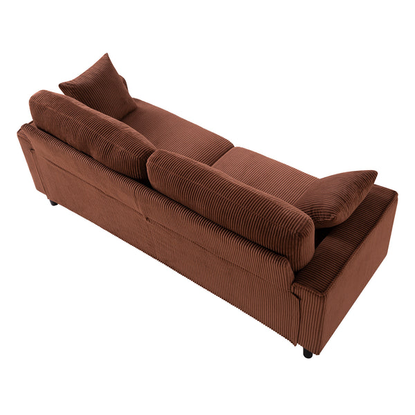 English Elm 81.8"corduroy Ribbed Upholstered 2-seater Sofa with Iron Wood Frame for Living Room Orange W5515P488193