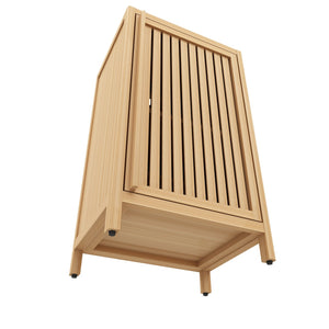 English Elm Bathroom Bamboo Storage Cabinet – Slim Freestanding Natural Wood Cabinet with Door & Shelf for Multifunctional Space Saving Use W2207P198047