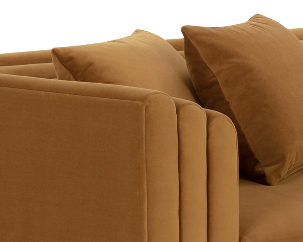 Sunpan Kira Sofa - Modern Elegance with Soft Geometric Lines, Durable Performance Fabric, Handcrafted Comfort Meg Gold