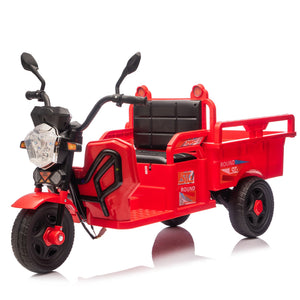 English Elm 12v Kids Electric Cargo Trike with Led Lights Wide Seat Anti-slip Wheels Toddler Ride On Red W1578P336051