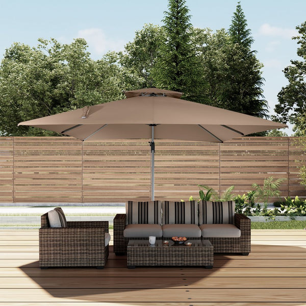 English Elm 11FT Patio Umbrella with Double Venting Top, UPF50+ 11x11ft Shade, Aluminum Frame, Tilt & Rotate Brown 106.3 L x 16.14 W x 6.3 H T3609P347439