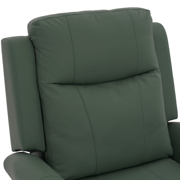 English Elm Manual Swivel Rocker Recliner Pu Leather Chair with Massage Heating and Pocket Spring Support Green N763P363558F