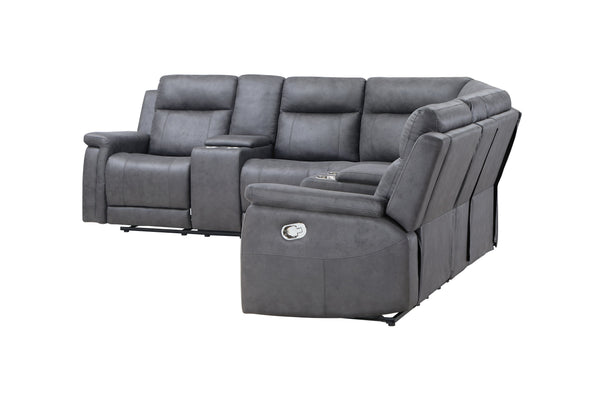 English Elm ECO Greige Sectional Sofa — Plush 100% Polyester Fabric, Sleek Modern Design, Comfortable Seating Lounge B201S00075