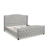 English Elm Fontana Wingback Upholstered Platform Bed Frame, King, Silver Grey Polyester