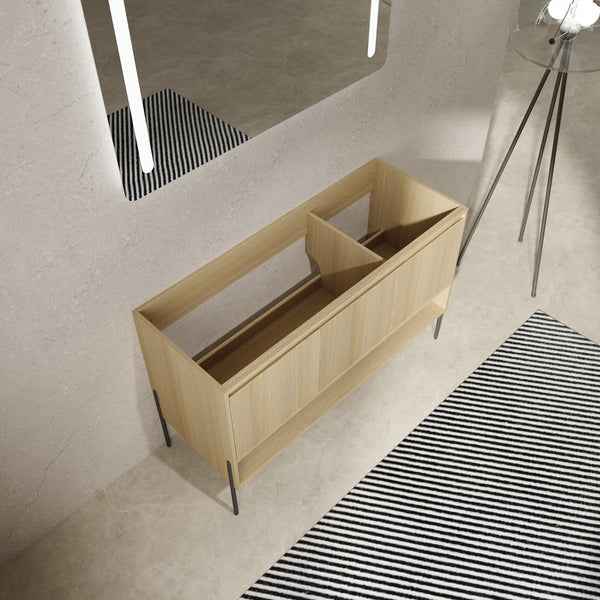 English Elm 48" Modern Freestanding Bathroom Vanity Cabinet, 3 Soft-Close Doors, KD Packing, No Sink Included W1972P199462
