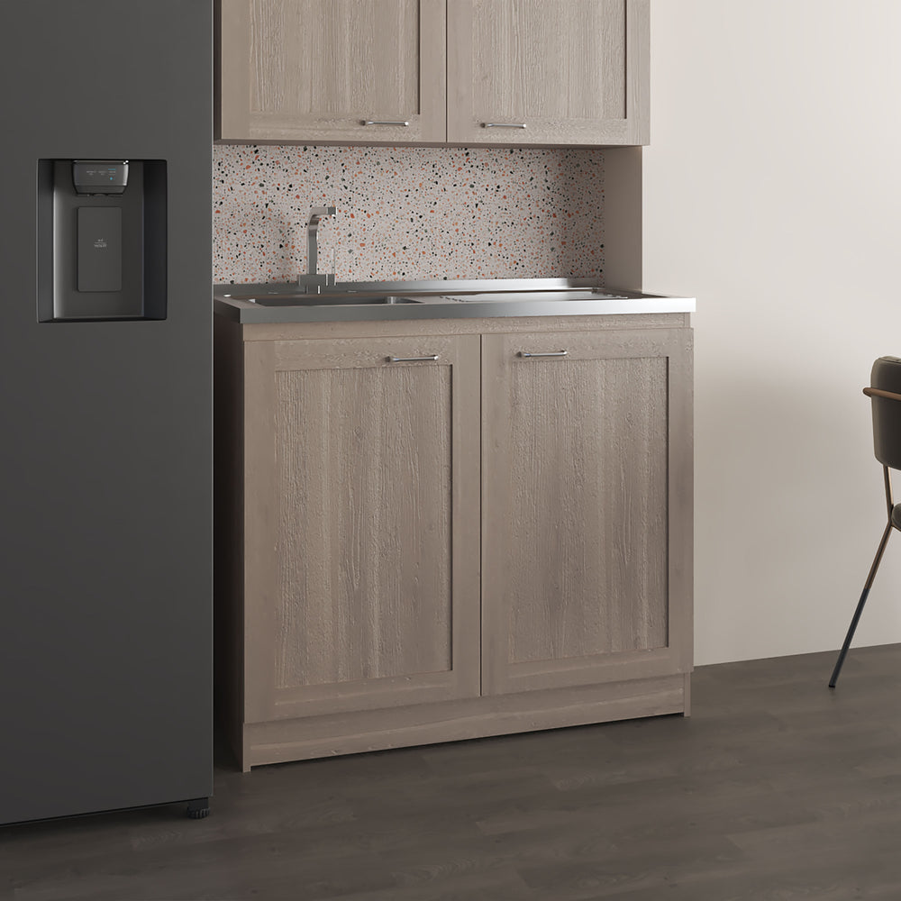 English Elm Zurich Freestanding Stainless Steel Utility Sink with Black Storage Cabinet for Garage B200S00430