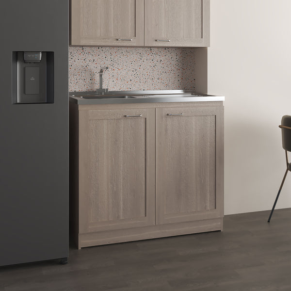 English Elm Zurich Freestanding Stainless Steel Utility Sink with Black Storage Cabinet for Garage B200S00430