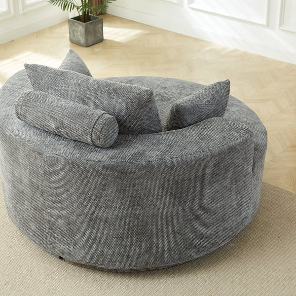 English Elm 55''l 55'l Chenille Swivel Lounge Chair Plush Foam Fill 360 Rotation Modern Living Room W834S00643