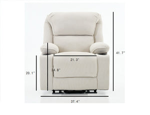 English Elm Ivory Corduroy Recliner with Heat, Massage & Assistive Lift — Remote Control, Cup Tray Comfort W570P320340