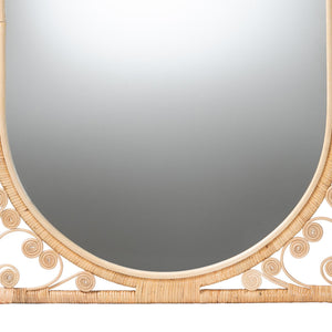 English Elm Modern Rattan Oval Wall Mirror Handcrafted Bohemian Decor for Entryways and Living Rooms B2750P420399