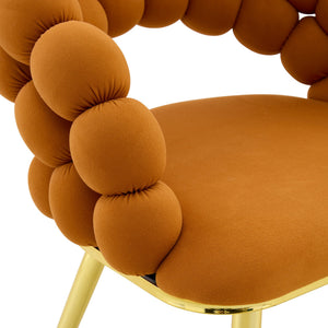 English Elm Set of 2 Sculptural Bubble Backrest Velvet Dining Chairs with Matte Black Legs Gold,Orange W3875P370930