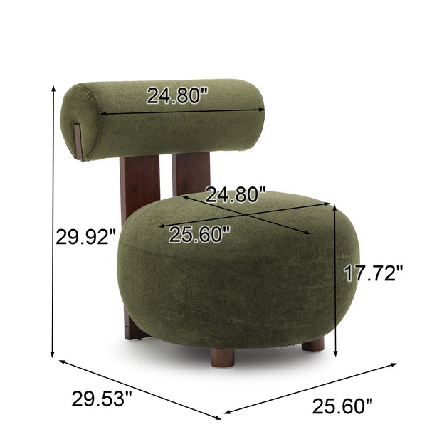 English Elm Modern Sculptural Velvet Accent Chair with Solid Wood Legs for Eclectic Living Spaces Olive Green,Walnut N776P420637G