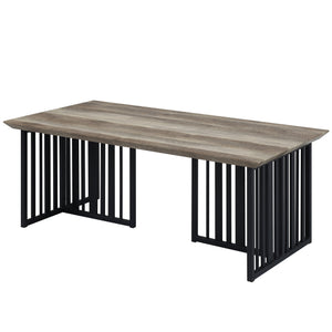 English Elm Antique Oak Coffee Table With Sturdy Black Metal Base - Stylish Blend Of Vintage And Modern Design B062P209139