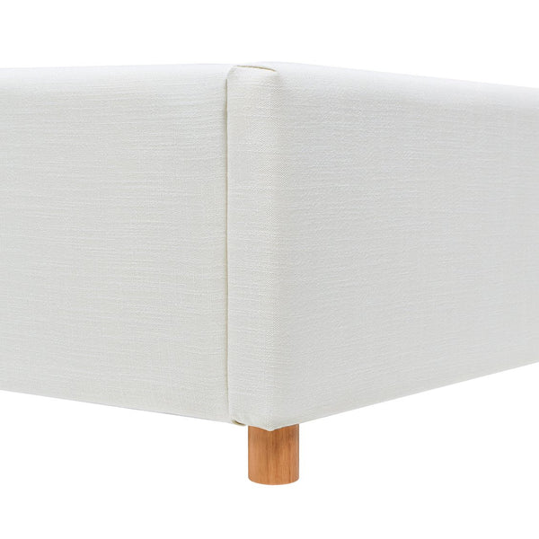 English Elm Jennifer Taylor Home - Miramar Queen Cushion-Back Headboard Bed Frame - Antique White, Stylish Coastal Comfort & Support B2719P238241