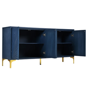 English Elm Modern 4-door Sideboard with Carved Surface, Adjustable Shelves, Spacious Storage for Entryway & Living Room W2696P280000