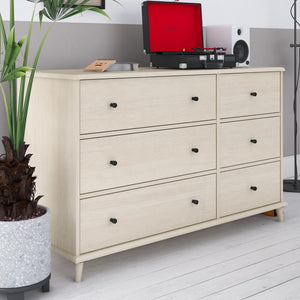 English Elm Farnsworth Mid-century Modern Six Drawer Dresser Warm Wood Finish Bedroom Storage B2733S00018