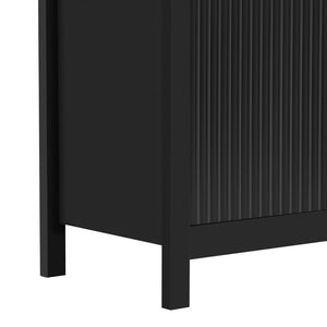 English Elm U_Style Modern Wave-Front Sideboard - 3 Adjustable Shelves & Soft-Close Drawers For Stylish Storage N711P269066B-GIGA