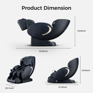 English Elm Bosscare Full Body Shiatsu Recliner with Sl Track 3d Rollers and App Control Black W730P162463