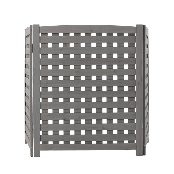 English Elm 3-panel Outdoor Slatted Wood Enclosure Screen for Ac Units Patios and Garden Areas Grey W2640P290523