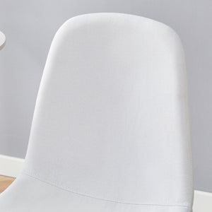 English Elm Table Set - Contemporary 36.6" Round Tempered Glass Dining Table With 4 White Linen Chairs For Modern Homes W1151S03670-GIGA