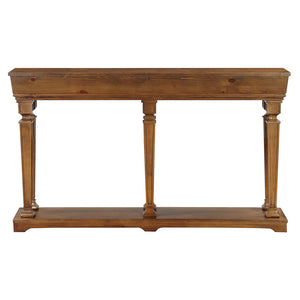 English Elm Oak Sleek Console Table with Bottom Display Shelf, 72" Wide Rectangular Entry Table with Tapered Legs and Storage Elegance B062P209085