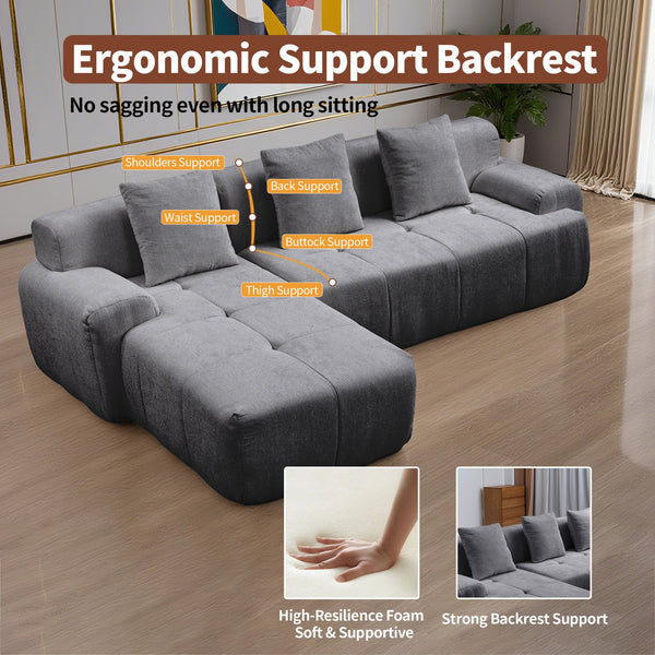 English Elm Modern Modular Sectional Sofa - L-Shaped Chaise Lounge, Deep Seat Comfort, No Assembly & Stylish Design W3737S00001