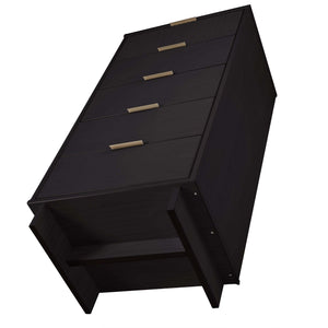 English Elm Granville 5-Drawer Modern Chest In Black With Gold Accents For Stylish Storage & Organization B365S00069