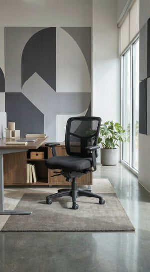 OSP Home Furnishings Progrid® Mid Back Ergonomic Mesh Office Chair with Lumbar Support and Pneumatic Lift 92893-30