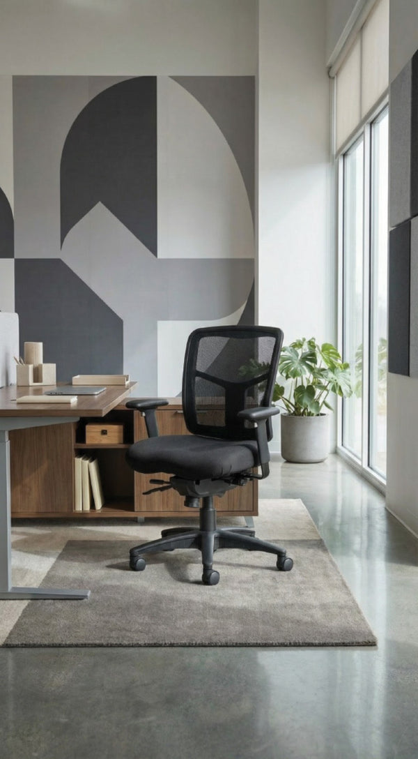 OSP Home Furnishings Progrid® Mid Back Ergonomic Mesh Office Chair with Lumbar Support and Pneumatic Lift 92893-30