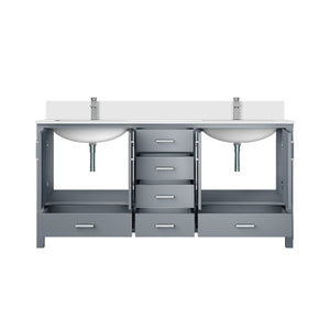 English Elm Dark Grey 72 in Double Bath Vanity with White Quartz Top, Soft-Close Drawers & Chrome Faucet Set B2731P259103