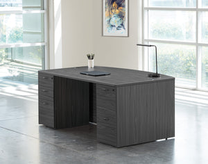 OSP Home Furnishings Napa Bow Top Executive Desk with Curved Ergonomic Surface for Modern Home Office Use NAPSGW-TYP1