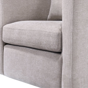 English Elm Sutton Upholstered Linen Swivel Barrel Chair with Pocket Coil Seat, Reversible Cushions & Stain-Resistant Fabric Beige B050P322583