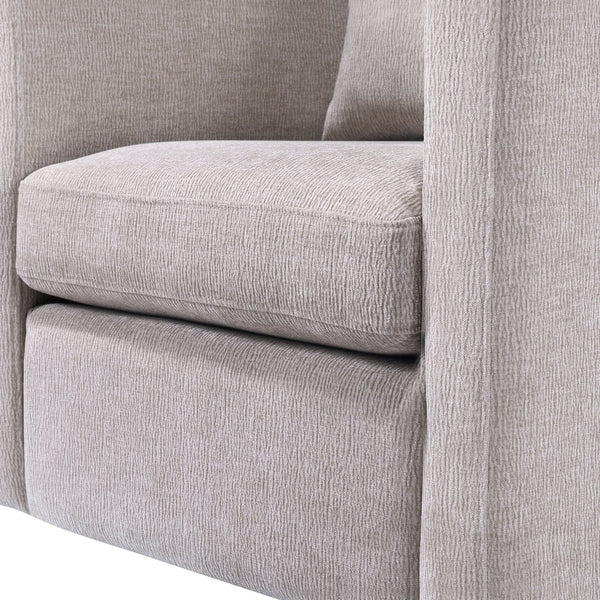 English Elm Sutton Upholstered Linen Swivel Barrel Chair with Pocket Coil Seat, Reversible Cushions & Stain-Resistant Fabric Beige B050P322583