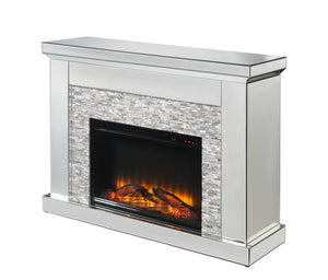 English Elm Laksha Glam Led Electric Fireplace with Mirrored Frame and Faux Stone Surround B2726P446682