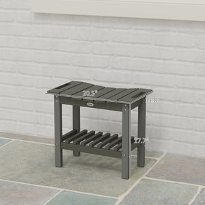 English Elm Outsunny Hdpe Shower Bench with Handles Wood Grain Stool Storage Shelf Bath Patio W2225P485639