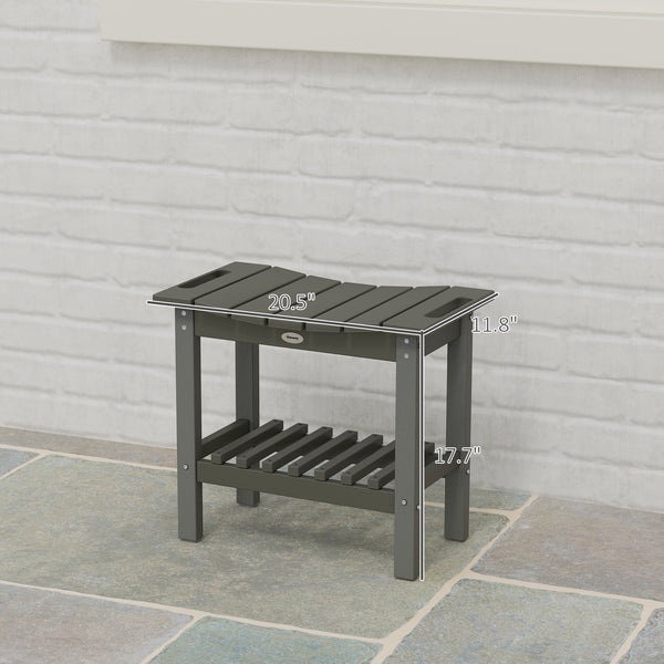 English Elm Outsunny Hdpe Shower Bench with Handles Wood Grain Stool Storage Shelf Bath Patio W2225P485639