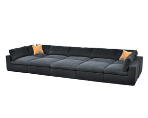 English Elm Coffee Bean Textured Modular Sectional Sofa with Toss Pillows for Modern Living Rooms Dark Gray B2748S00087