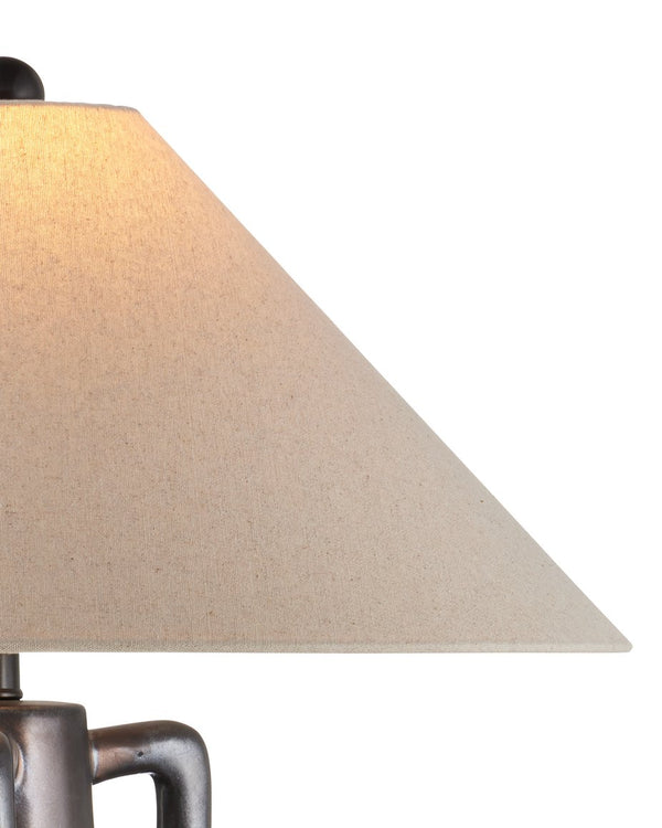 Currey & Company Autry Table Lamp - Unique Ceramic Jug Design With Hand-sprayed Glaze, Bronze Hardware & Empire Shade Gray Ceramic 6000-1035-currey-company